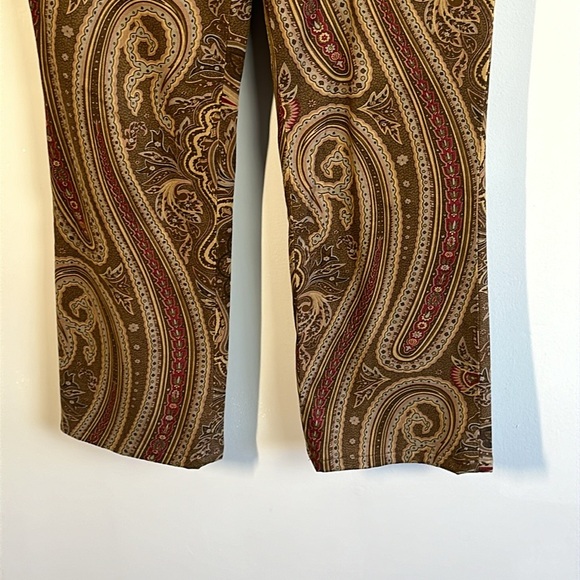 Lauren Ralph Lauren Bootcut Velvet Paisley Brown Pants Size 4 - Picture 3 of 11